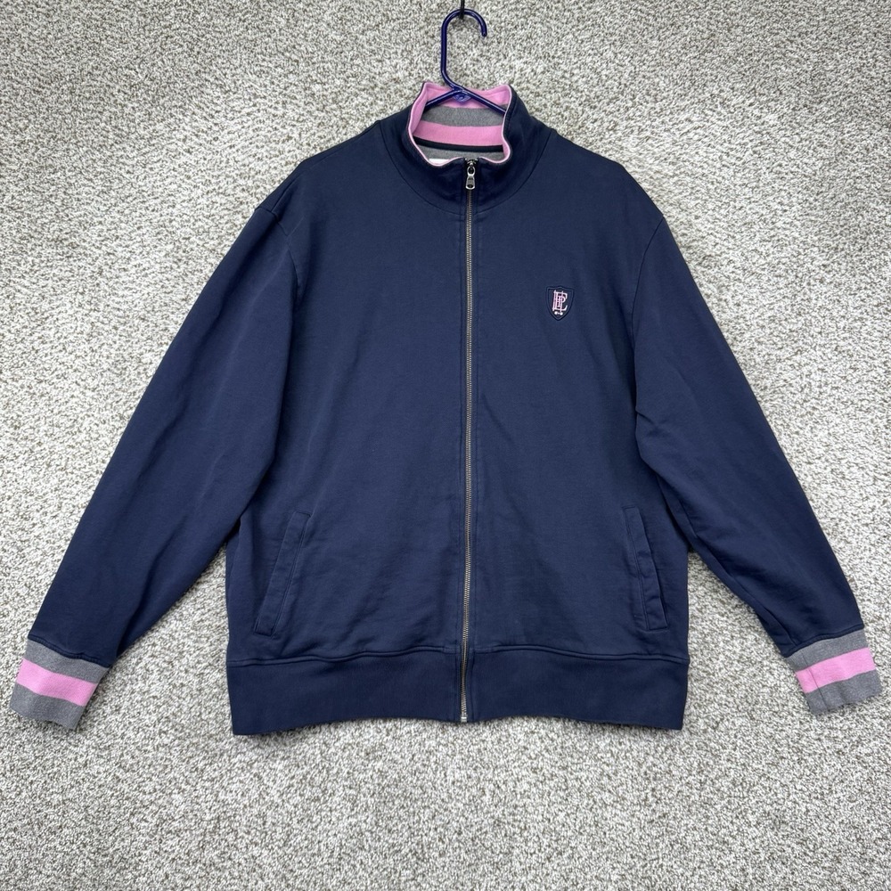 Eden Park Paris Jacket Men's 2XL XXL Blue Pink Full Zip Cardigan Sweater Heavy